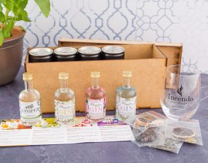 Enjoy a gin tasting at home or the office or send it as a gift. Incendo Distillery Magalies & Giniper Gin Tasting Box